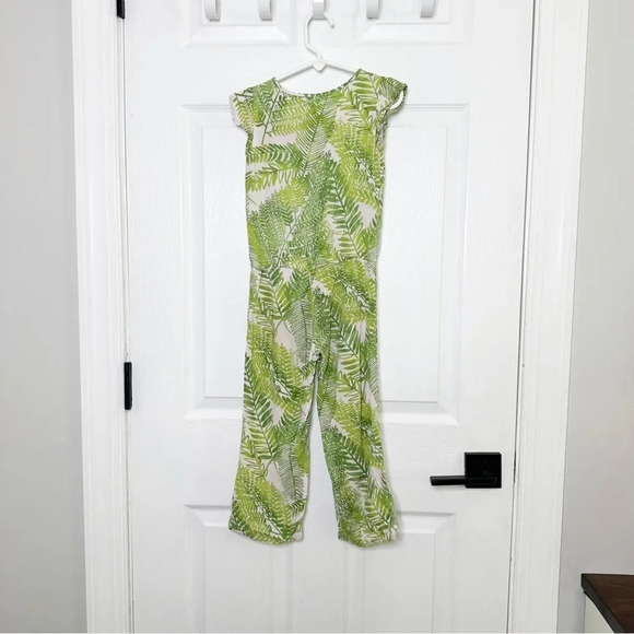 CHEROKEE Target Girls 4T Lightweight Tropical Palm Leaf Jumpsuit Short Sleeve - Picture 3 of 6